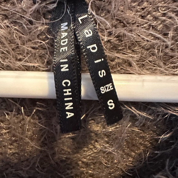 Lapis Brown Soft Stretchy Shaggy Hair Lion Neck & Cuffs Sweater - Picture 5 of 7